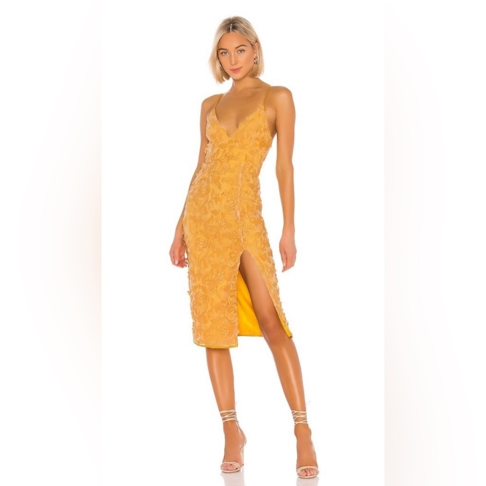 Lovers + Friends Saba Midi Dress in Goldenrod Yellow